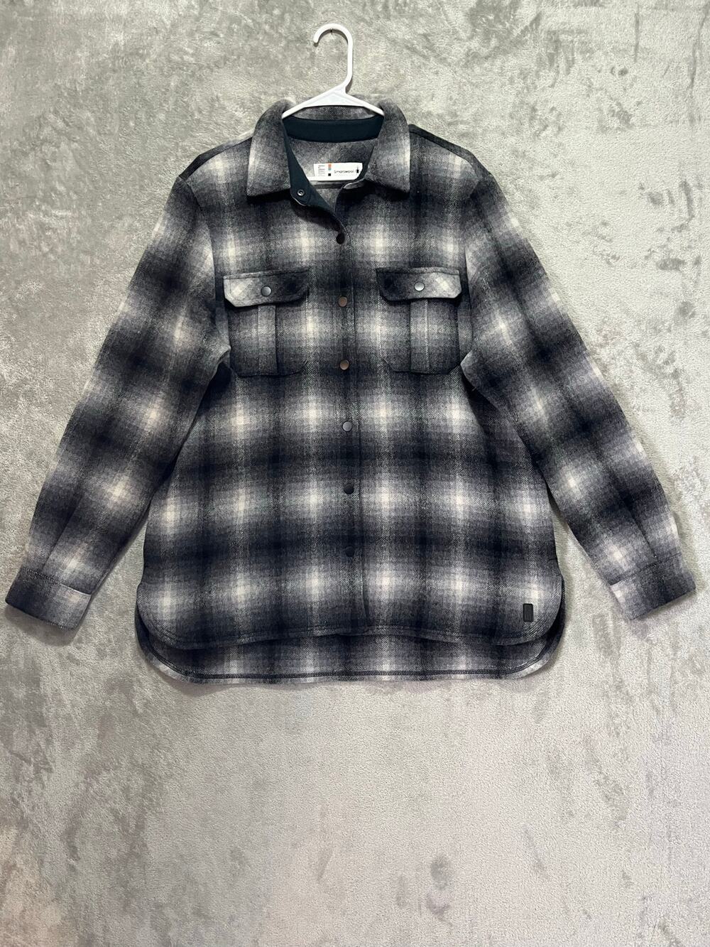 Smartwool Anchor Line Shirt Flannel Jacket Plaid Wool Blend Gray Black Size XL